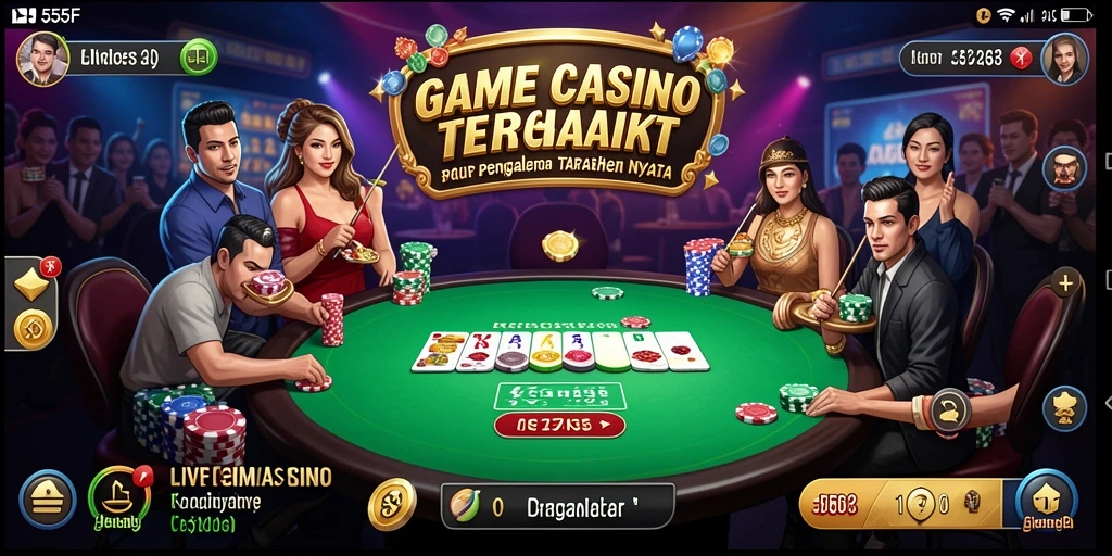 Tampilan gameplay Live Casino pada aplikasi 555F yang menegangkan.