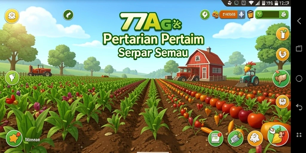Tampilan gameplay 77AG yang menggembirakan saat bertani di ladang.