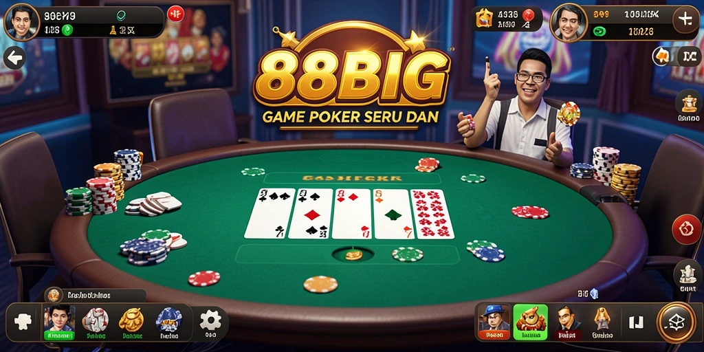 Tampilan gameplay seru dari 88BIG dengan suasana poker yang autentik.