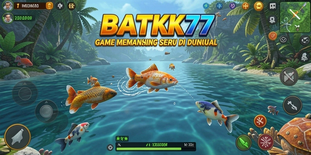 Tampilan gameplay menakjubkan saat memancing dalam BATIK77.