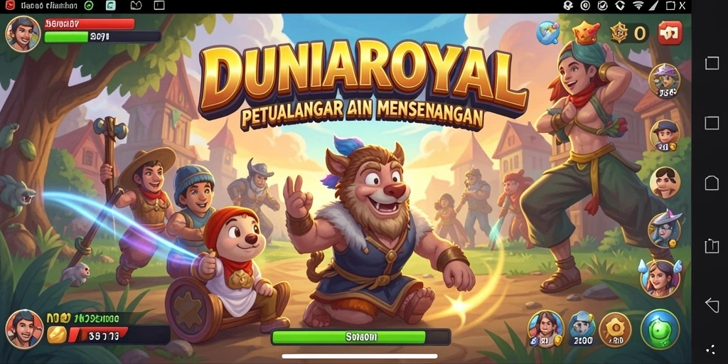 Tampilan gameplay DUNIAROYAL yang ceria dan menantang.
