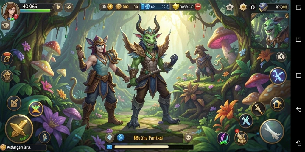 Tampilan gameplay seru HOKI65 dengan karakter dan misi menarik.