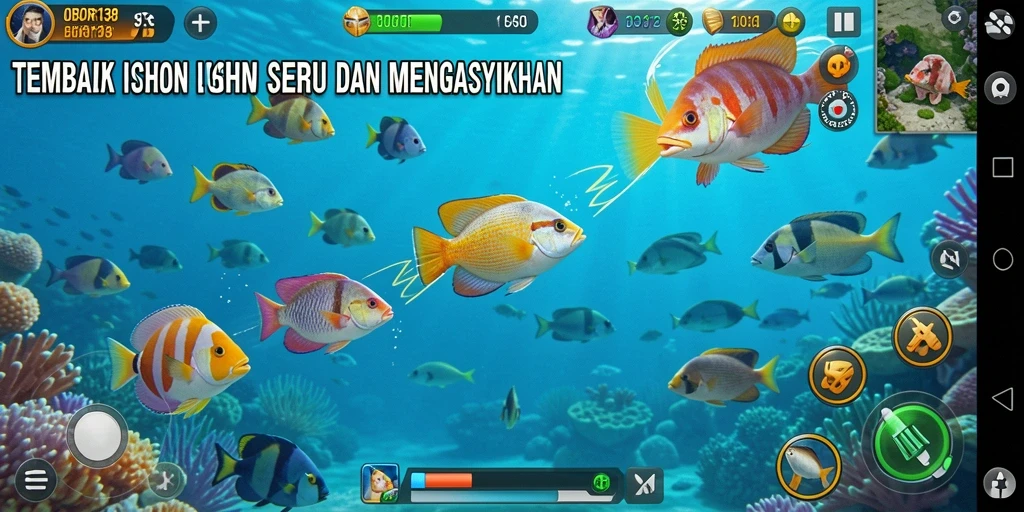 Tampilan gameplay <strong>OBOR138</strong> yang menarik saat menangkap ikan.