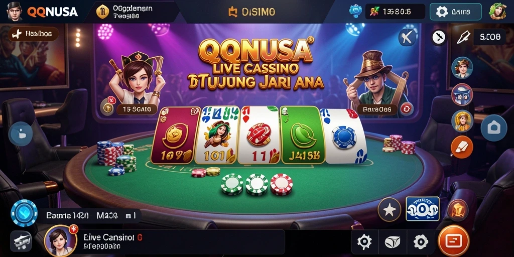 Screenshot gameplay menarik dari QQNUSA yang menampilkan dealer langsung.